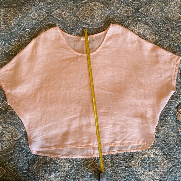 Sigrid Olsen Pale Pink Linen Batwing Sleeve Top, Size Large - Picture 4 of 9